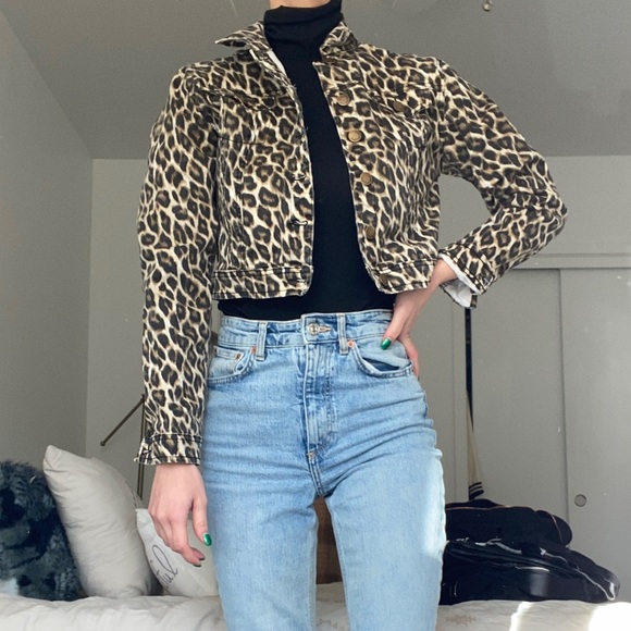Cropped Cheetah Denim Jacket 